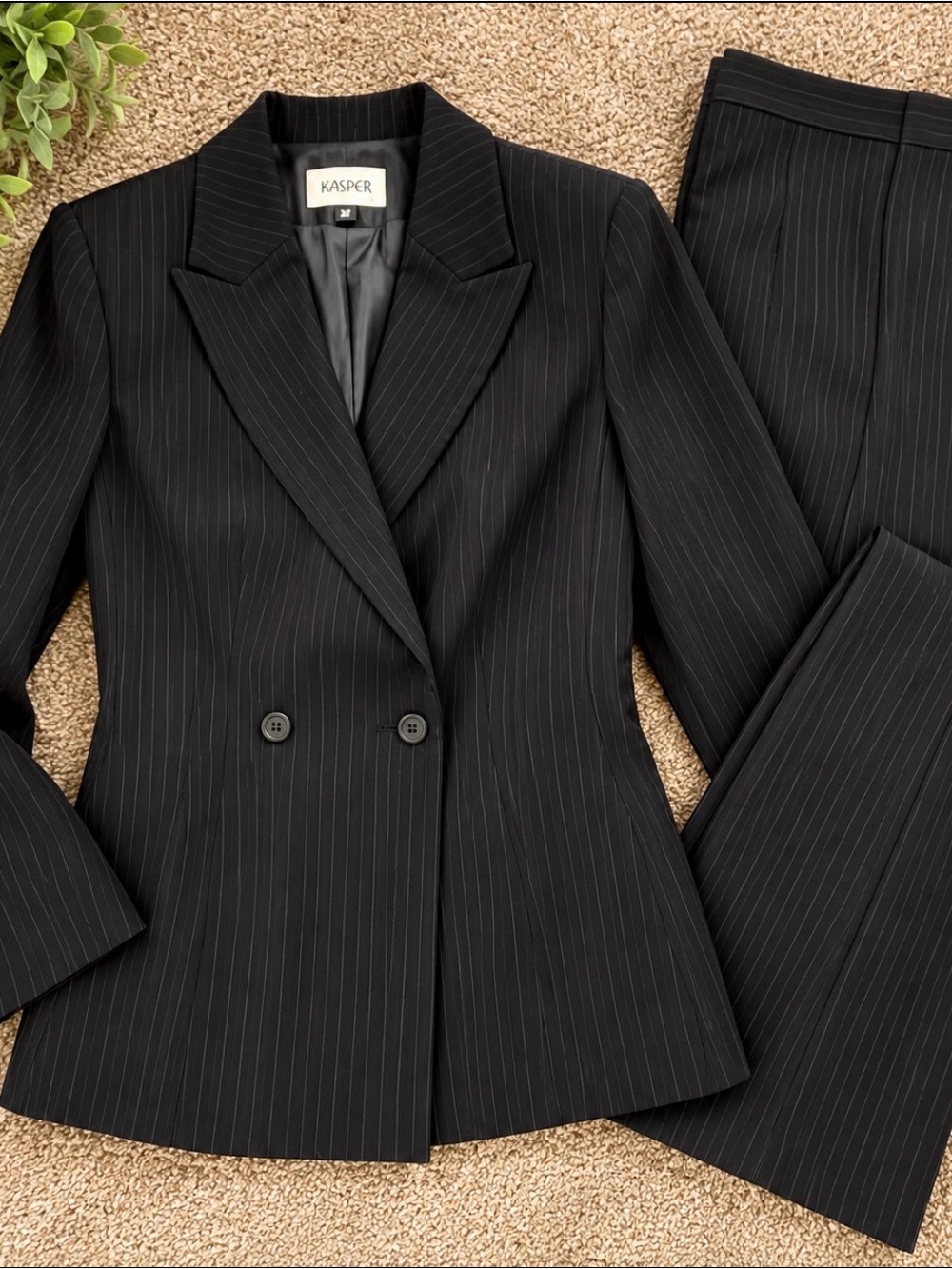 Kasper Black Pinstripe Pantsuit